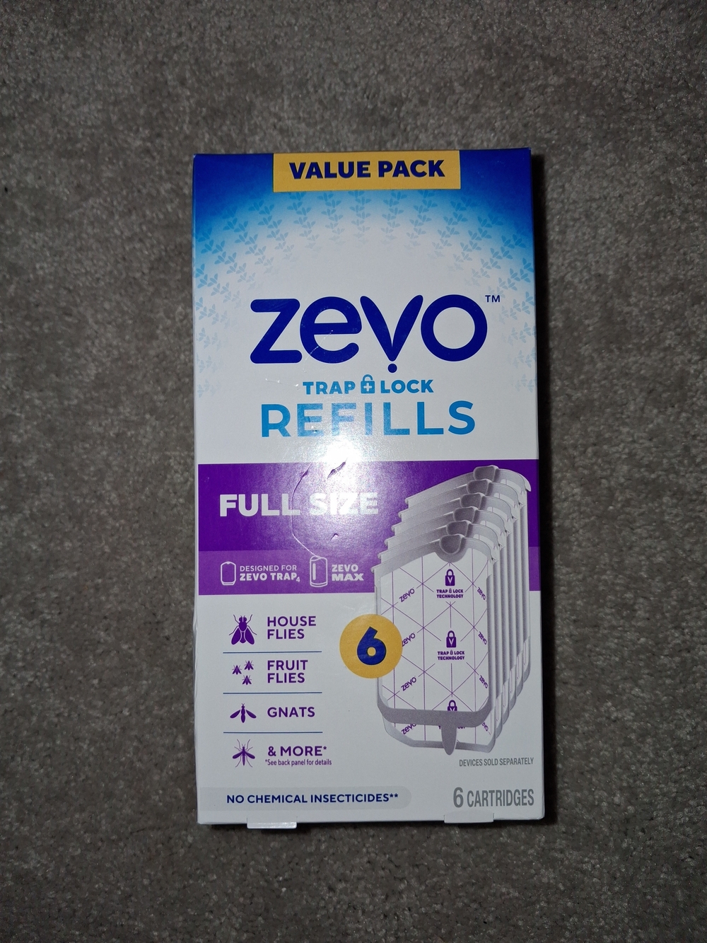 Trap & Lock Refills Full Size - White with Purple Accents (6 Pack)